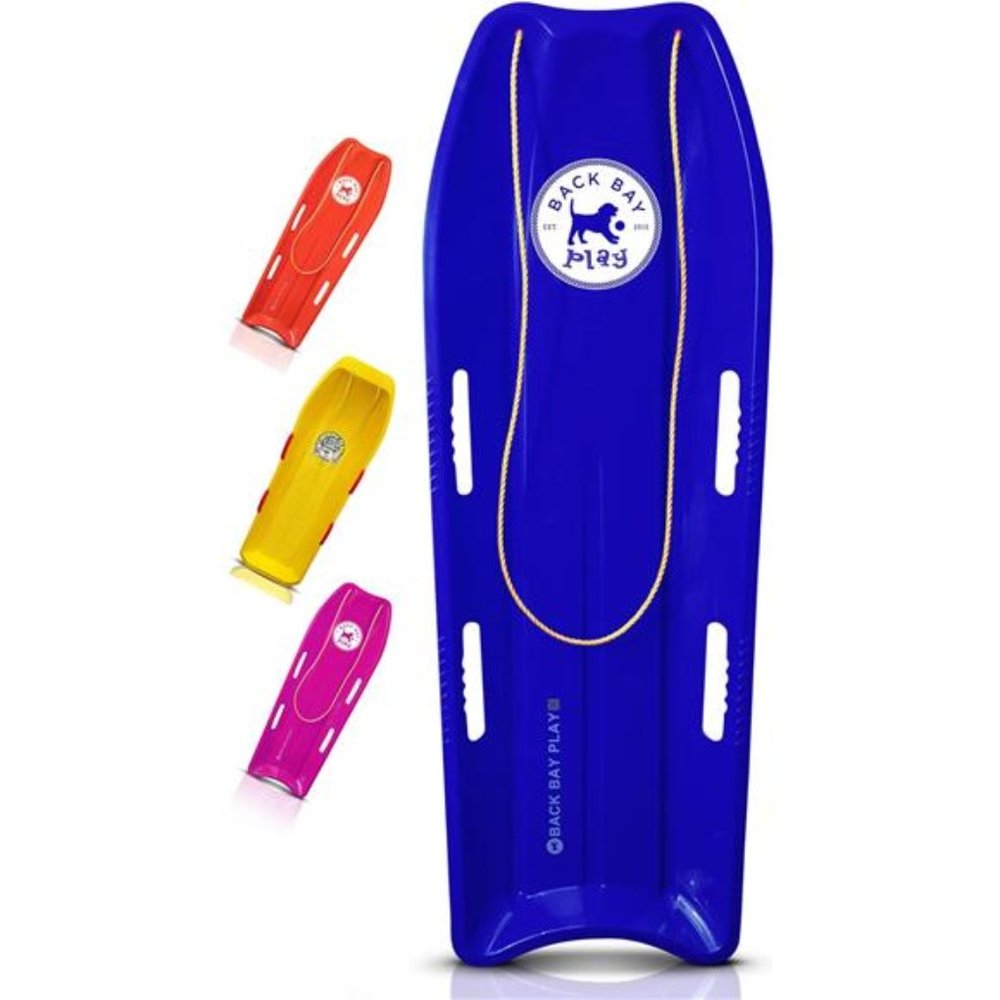 47in Snow Sled Racer High Density Plastic Sled  Toboggan w/Pull Rope & 4 Handles